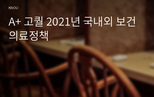 A+ 고퀄 2021년 국내외 보건의료정책