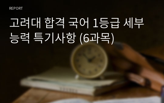 고려대 합격 국어 1등급 세부능력 특기사항 (6과목)