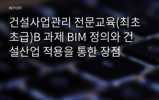 건설사업관리 전문교육(최초초급)B 과제 BIM 정의와 건설산업 적용을 통한 장점