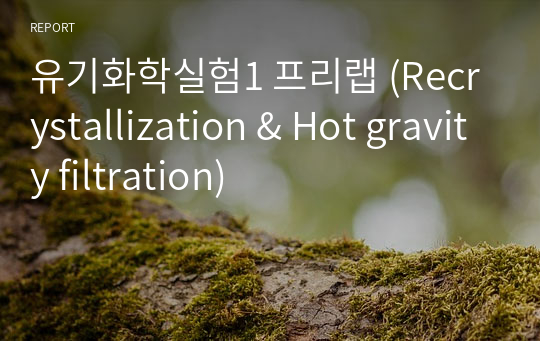 유기화학실험1 프리랩 (Recrystallization &amp; Hot gravity filtration)