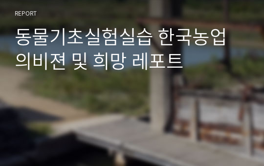 동물기초실험실습 한국농업의비젼 및 희망 레포트