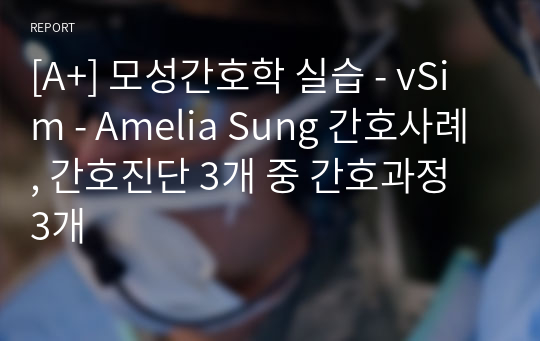 [A+] 모성간호학 실습 - vSim - Amelia Sung 간호사례, 간호진단 3개 중 간호과정 3개