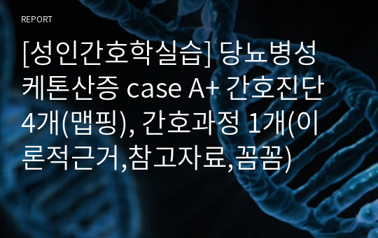 [성인간호학실습] 당뇨병성 케톤산증 case A+ 간호진단 4개(맵핑), 간호과정 1개(이론적근거,참고자료,꼼꼼)