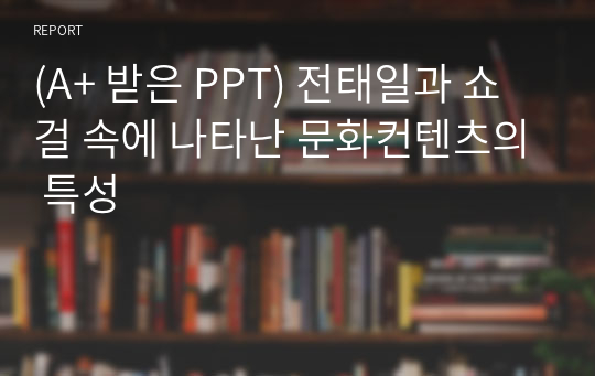 (A+ 받은 PPT) 전태일과 쇼걸 속에 나타난 문화컨텐츠의 특성