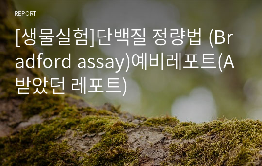 [생물실험]단백질 정량법 (Bradford assay)예비레포트(A받았던 레포트)