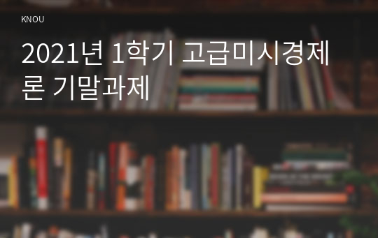 2021년 1학기 고급미시경제론 기말과제