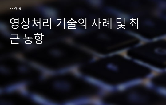 영상처리 기술의 사례 및 최근 동향