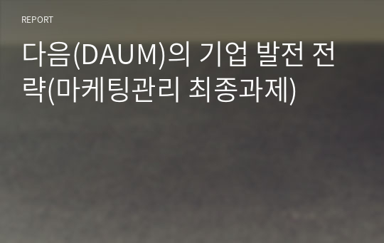 다음(DAUM)의 기업 발전 전략(마케팅관리 최종과제)