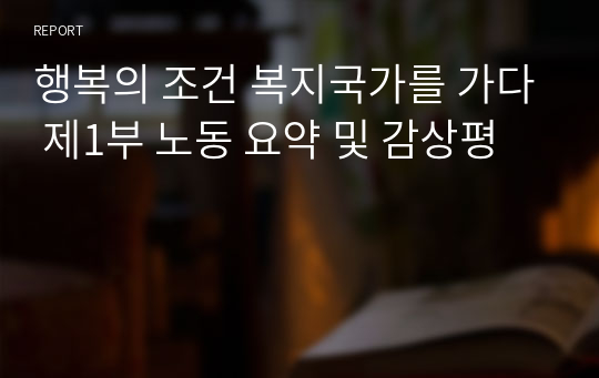 행복의 조건 복지국가를 가다 제1부 노동 요약 및 감상평