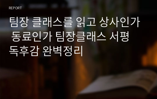 팀장 클래스를 읽고 상사인가 동료인가 팀장클래스 서평 독후감 완벽정리