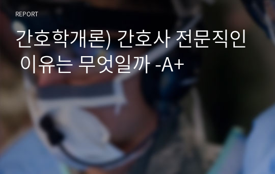 간호학개론) 간호사 전문직인 이유는 무엇일까 -A+