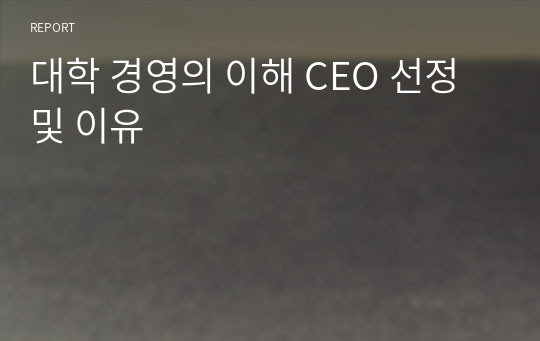 대학 경영의 이해 CEO 선정 및 이유