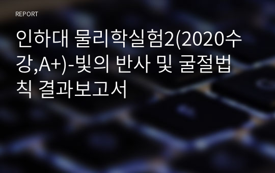 인하대 물리학실험2(2020수강,A+)-빛의 반사 및 굴절법칙 결과보고서