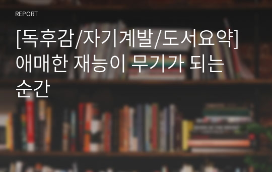 [독후감/자기계발/도서요약] 애매한 재능이 무기가 되는 순간