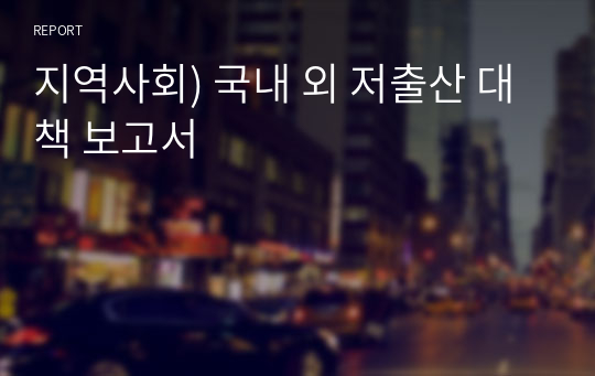 지역사회) 국내 외 저출산 대책 보고서