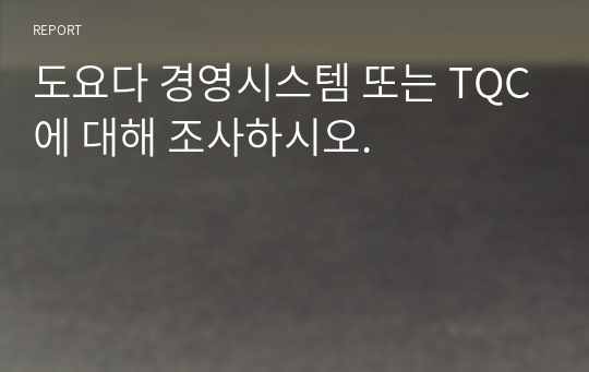 도요다 경영시스템 또는 TQC에 대해 조사하시오.