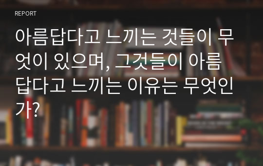 아름답다고 느끼는 것들이 무엇이 있으며, 그것들이 아름답다고 느끼는 이유는 무엇인가?