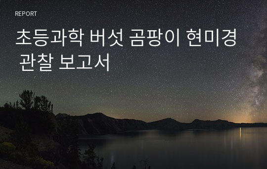 초등과학 버섯 곰팡이 현미경 관찰 보고서