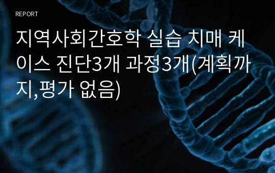 지역사회간호학 실습 치매 케이스 진단3개 과정3개(계획까지,평가 없음)