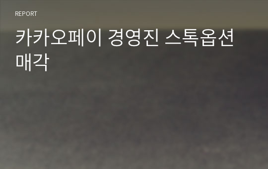 카카오페이 경영진 스톡옵션 매각