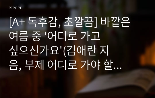 [A+ 독후감, 초깔끔] 바깥은 여름 중 &#039;어디로 가고 싶으신가요&#039;(김애란 지음, 부제 어디로 가야 할까요)