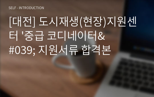 [대전] 도시재생(현장)지원센터 &#039;중급 코디네이터&#039; 지원서류(자기소개서, 이력서 포함) 합격본