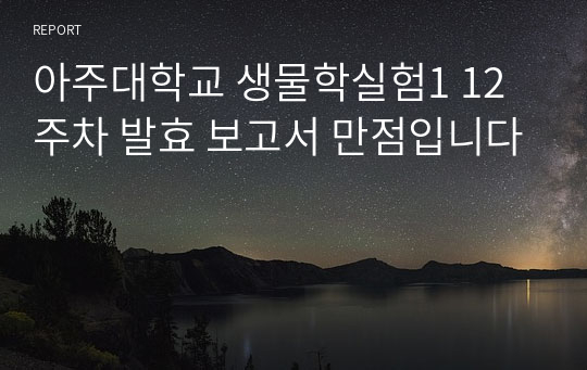 아주대학교 생물학실험1 12주차 발효 보고서 만점입니다