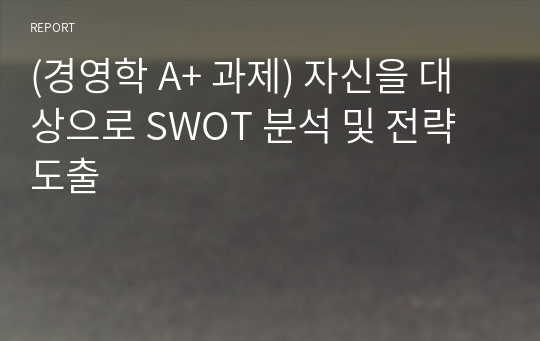 (경영학 A+ 과제) 자신을 대상으로 SWOT 분석 및 전략도출