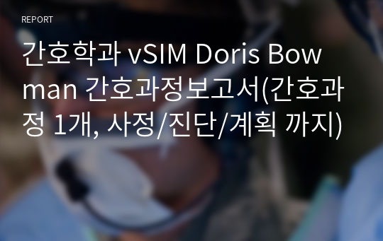 간호학과 vSIM Doris Bowman 간호과정보고서(간호과정 1개, 사정/진단/계획 까지)