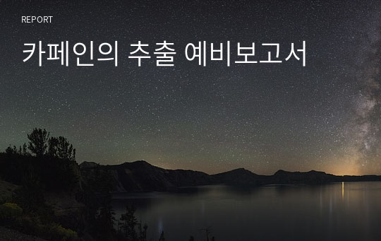 카페인의 추출 예비보고서