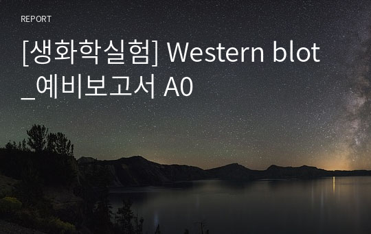 [생화학실험] Western blot_예비보고서 A0