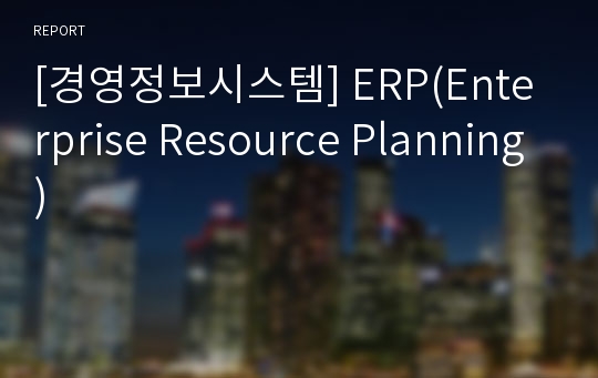 [경영정보시스템] ERP(Enterprise Resource Planning)