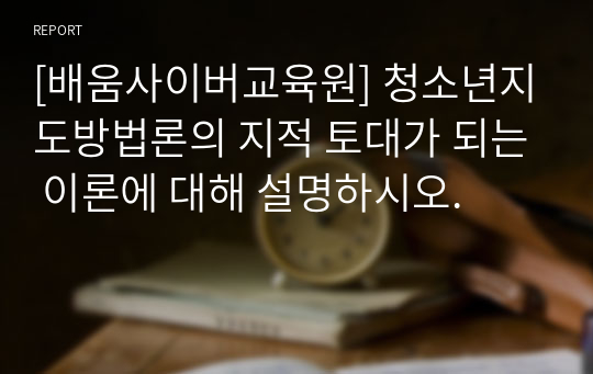 [배움사이버교육원] 청소년지도방법론의 지적 토대가 되는 이론에 대해 설명하시오.