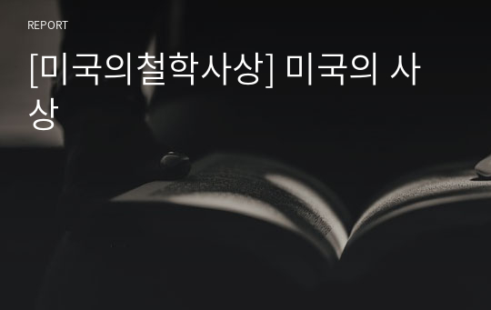 [미국의철학사상] 미국의 사상