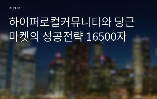 하이퍼로컬커뮤니티와 당근마켓의 성공전략 16500자