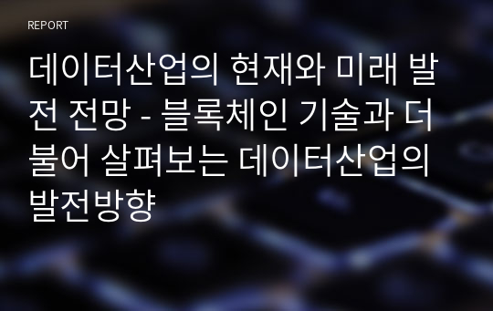 데이터산업의 현재와 미래 발전 전망 - 블록체인 기술과 더불어 살펴보는 데이터산업의 발전방향