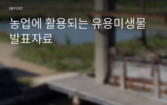 농업에 활용되는 유용미생물 발표자료