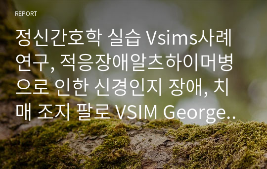 정신간호학 실습 Vsims사례연구, 적응장애알츠하이머병으로 인한 신경인지 장애, 치매 조지 팔로 VSIM George palo