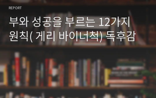 부와 성공을 부르는 12가지 원칙( 게리 바이너척) 독후감