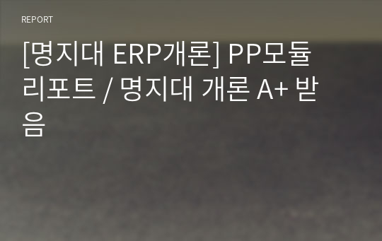 [명지대 ERP개론] PP모듈 리포트 / 명지대 개론 A+ 받음