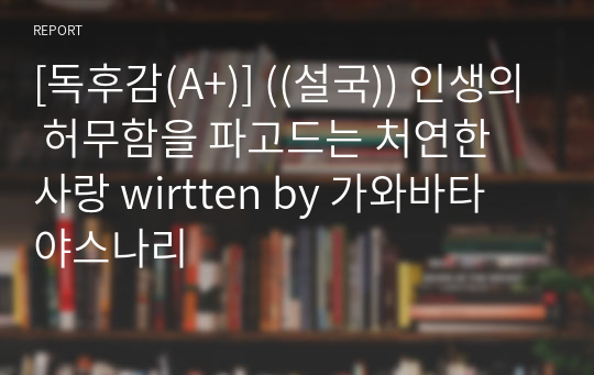 [독후감(A+)] ((설국)) 인생의 허무함을 파고드는 처연한 사랑 written by 가와바타 야스나리