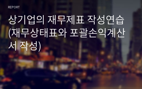 상기업의 재무제표 작성연습 (재무상태표와 포괄손익계산서 작성)