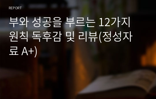 부와 성공을 부르는 12가지 원칙 독후감 및 리뷰(정성자료 A+)