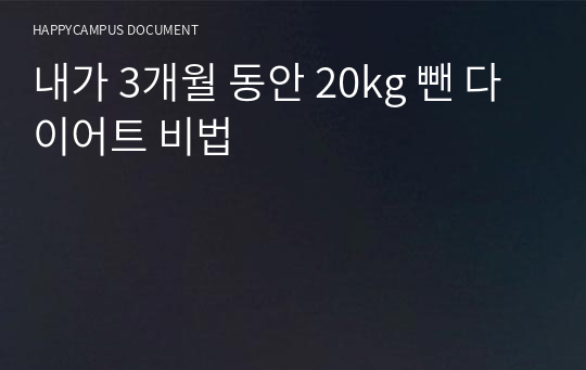 내가 3개월 동안 20kg 뺀 다이어트 비법