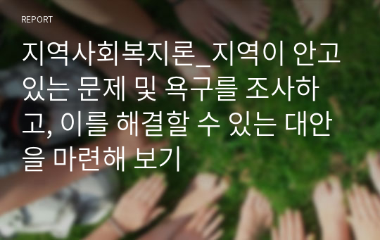 지역사회복지론_지역이 안고 있는 문제 및 욕구를 조사하고, 이를 해결할 수 있는 대안을 마련해 보기