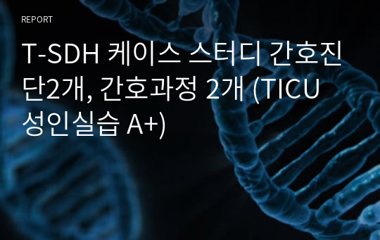 T-SDH 케이스 스터디 간호진단2개, 간호과정 2개 (TICU 성인실습 A+)