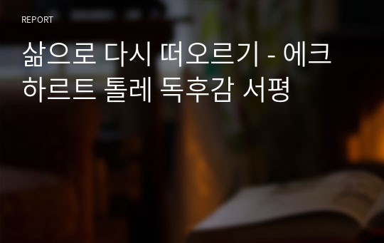 삶으로 다시 떠오르기 - 에크하르트 톨레 독후감 서평