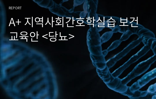 A+ 지역사회간호학실습 보건교육안 &lt;당뇨&gt;