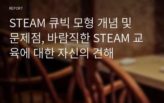 STEAM 큐빅 모형 개념 및 문제점, 바람직한 STEAM 교육에 대한 자신의 견해