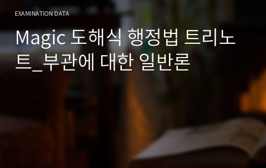 Magic 도해식 행정법 트리노트_부관에 대한 일반론